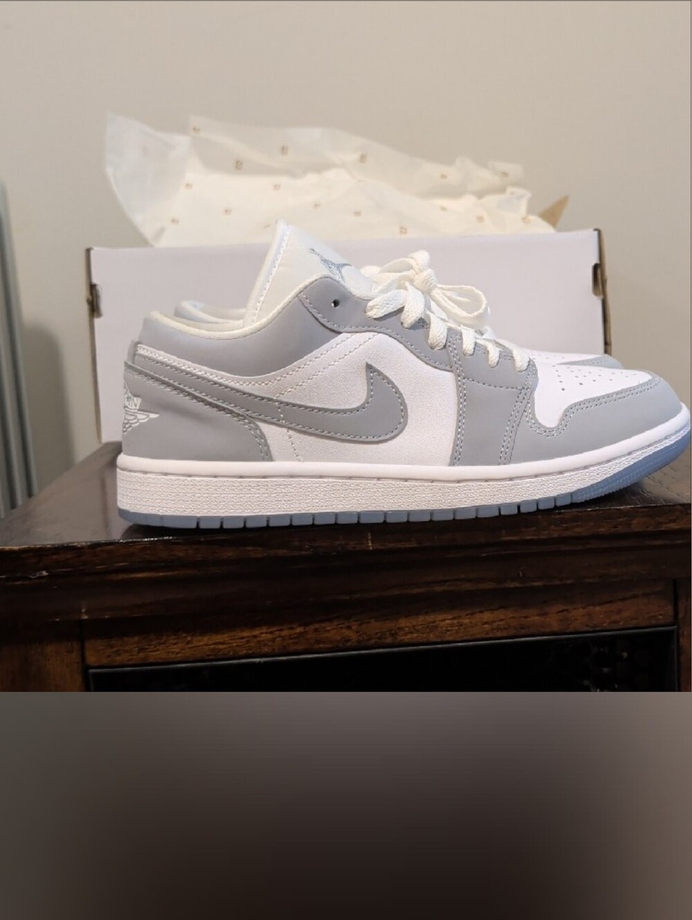 Jordan Women's Low-Top Sneakers in Light Gray and White - Picture 4 of 5